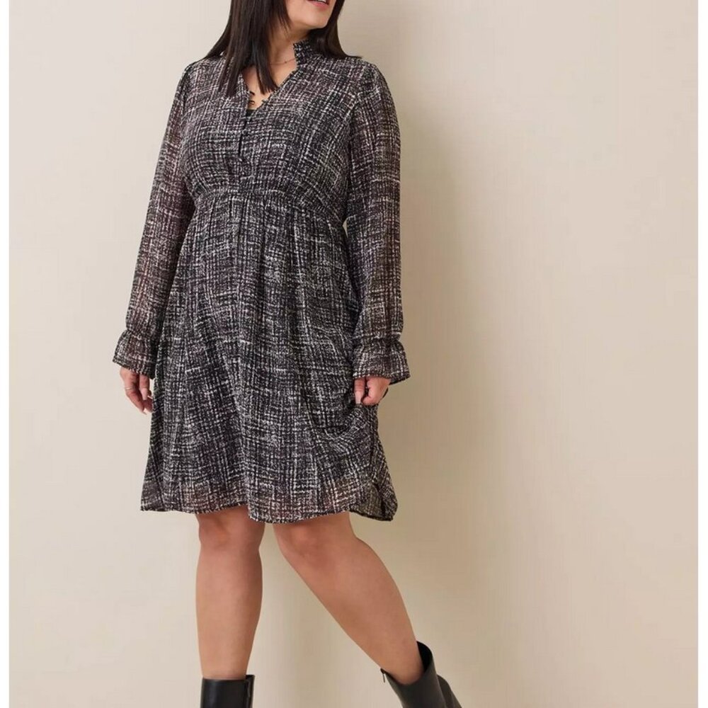 Torrid plaid Mini Chiffon Mock Neck Dress sz 2